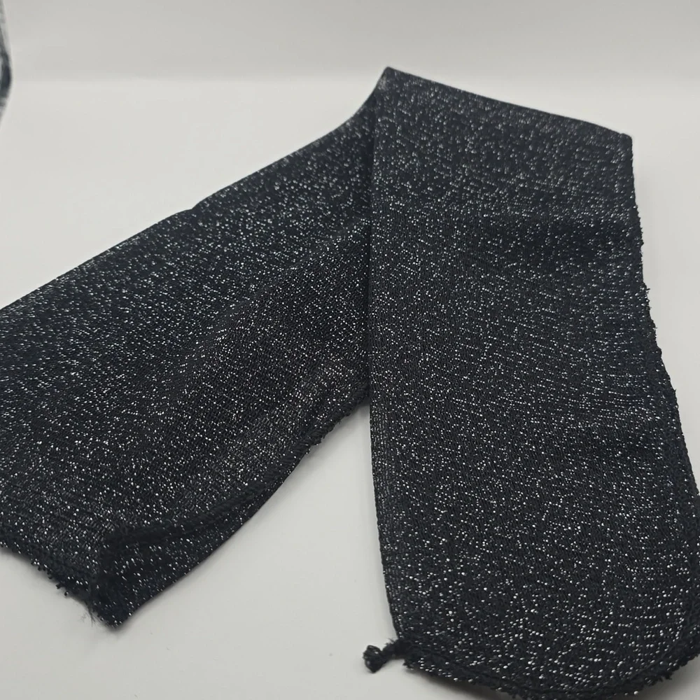 Elegant Black Shimmer Mesh Mid-Calf/Ankle Socks With Back Seam